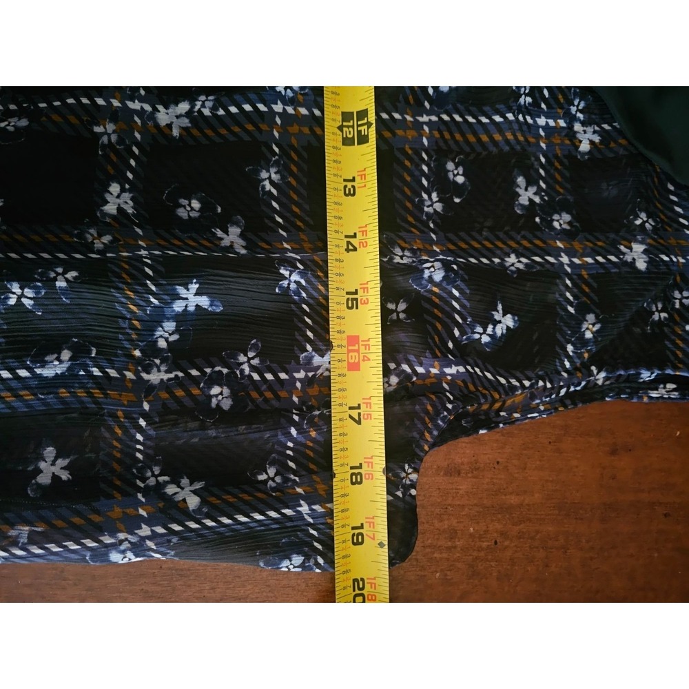 Simply Vera 90s dress size xl floral sleeveless collared sheer hilow plaid black - Picture 9 of 12